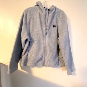 The Black Dog; fleece hoodie, full zip, embroidered logo; M